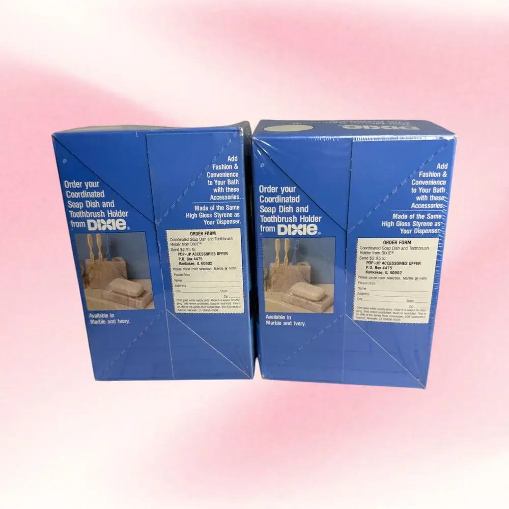 Vintage 1988 Dixie Bathroom Cup Dispenser Lot 2 NOS Sealed Marble Ivory